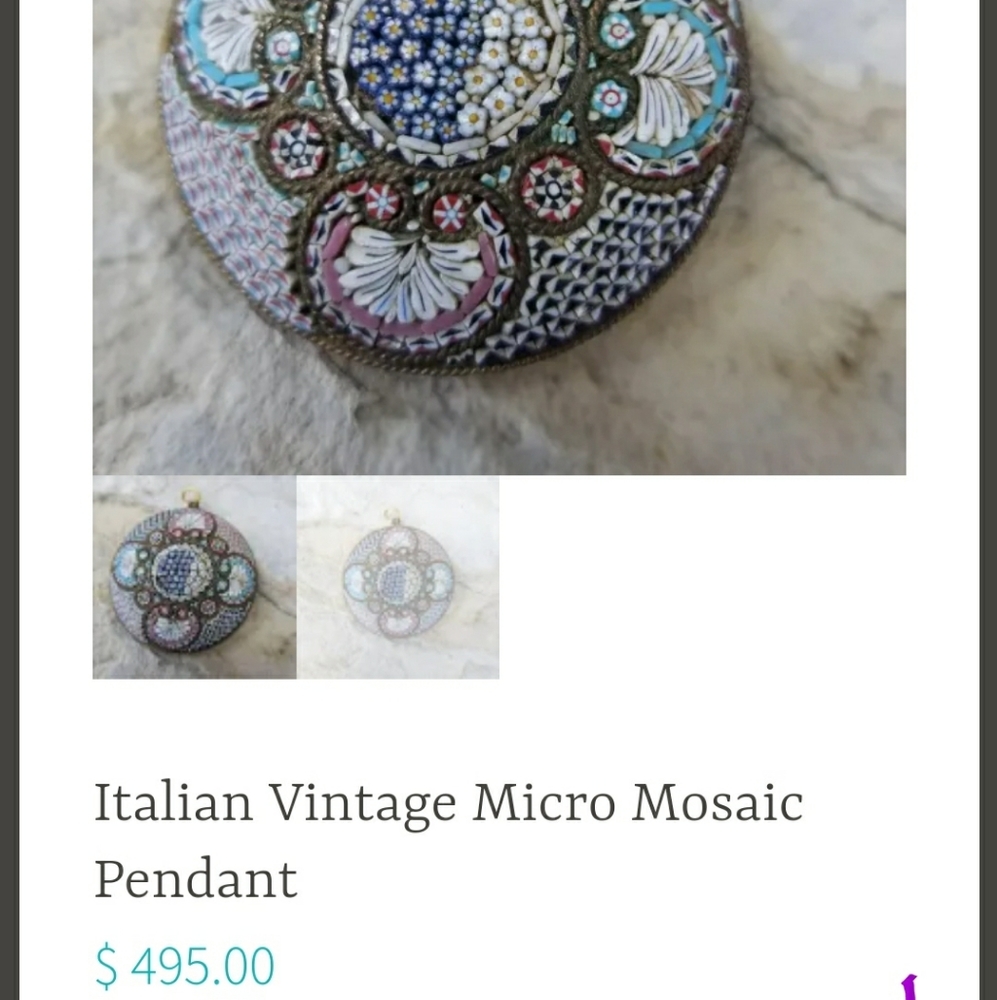 The vintage Italian micro mosaic pendant - Picture 4 of 5